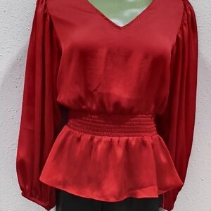 Vince Camuto Red Peplum Blouse
